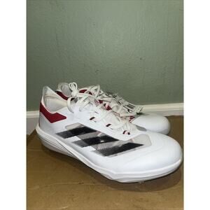 Adidas Adizero Impact Baseball Cleats White Black Power Red IF8500 Men’s Sz 14